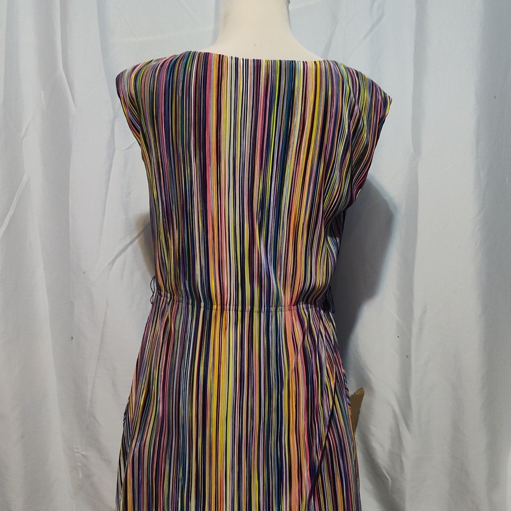 DKNY Colorful Striped Knee Length Dress Missing Belt Size 10 - Picture 4 of 11